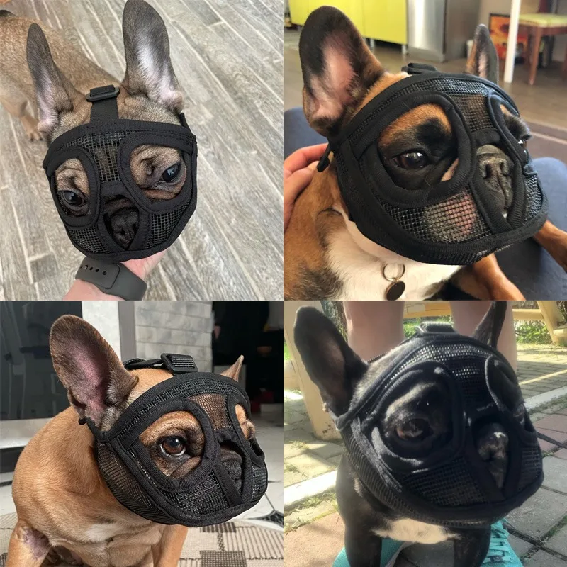Pet Dog Muzzles Adjustable French Bulldog Muzzle Dog Mouth Mask