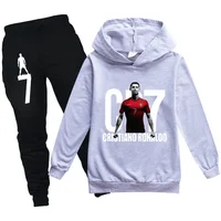 Printemps automne survêtement Football CR7 imprimer vêtements pour enfants sweat à capuche + pantalon costume 2 pièces ensemble garçon fille 3-12 ans enfants cadeaux de vacances 4