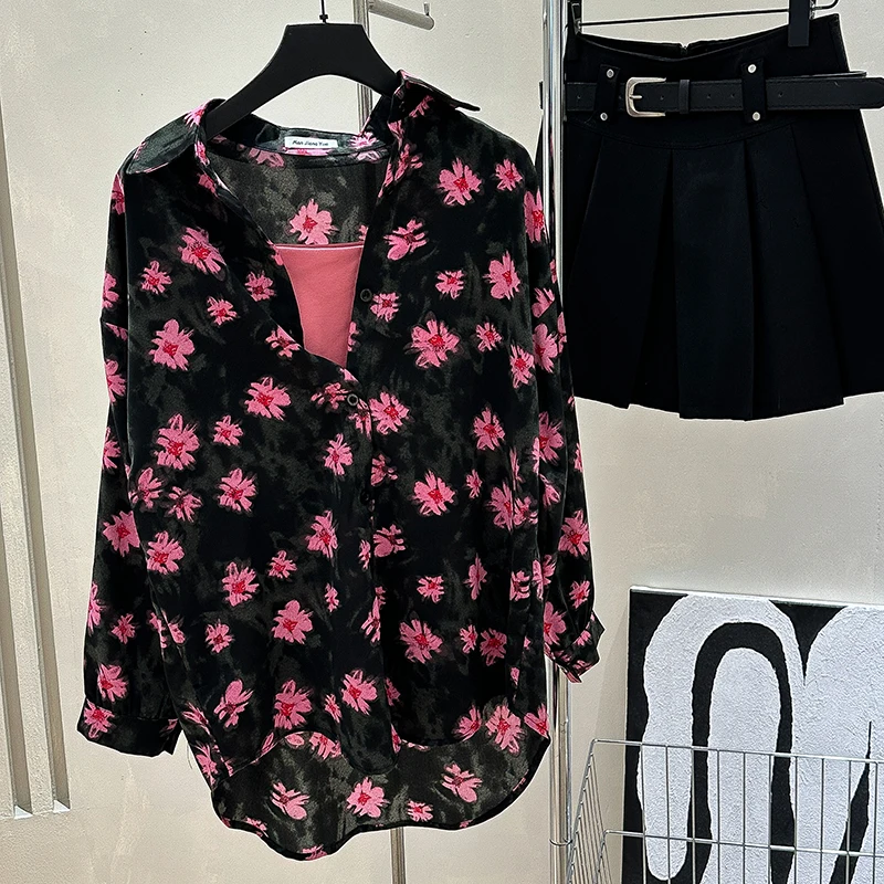 

Lady Fashion Casual Loose Floral Print Shirts Blouse Women Tops Woman Button Up Shirt Female Girls Long Sleeve Clothing VA1279 2