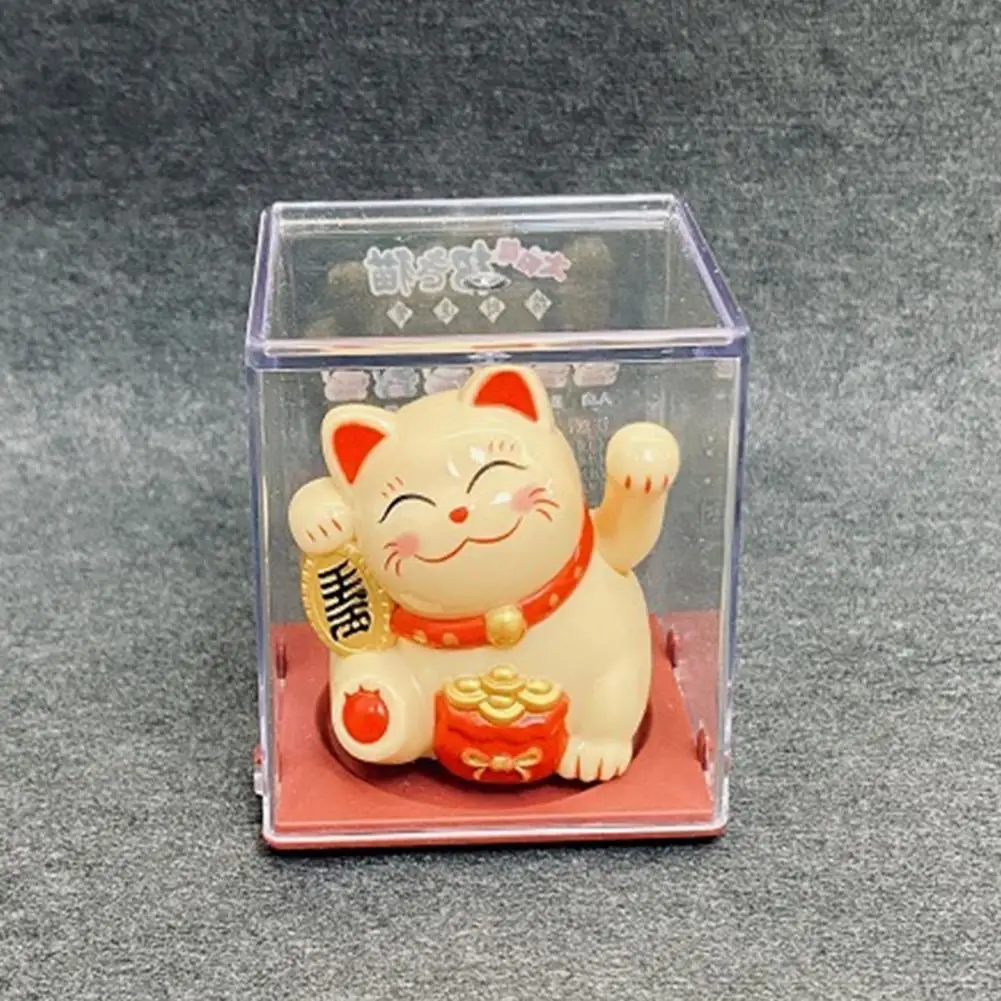 Japanese Wealth Cat Clear Box Welcome Lucky Cat Figurine Shaking Hand Cat Statue Light Energy Fortune Cat Statue Regalo Di Natale