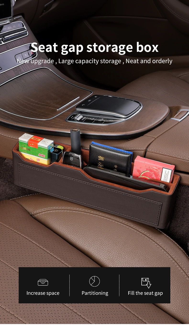 Neues Upgrade Autos itz Lücke Organizer Aufbewahrung sbox Tasche Multifunktions Universal Brieftasche Schlüssel Karte Tasse Telefon halter Autozubehör – Detail 1