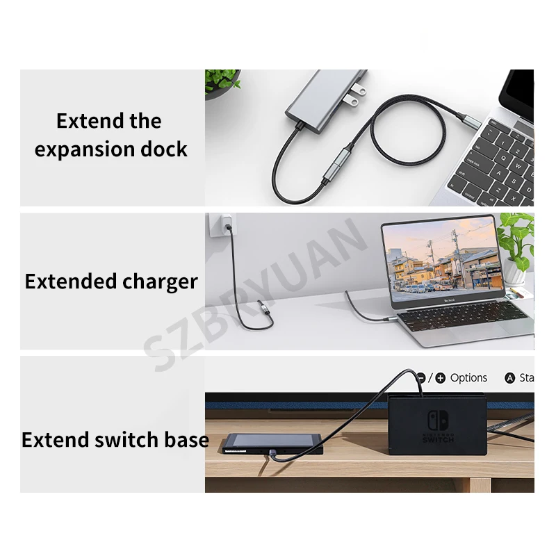 USB-C 10Gbps Extension Cable - 100W Male to Female Extender Cord