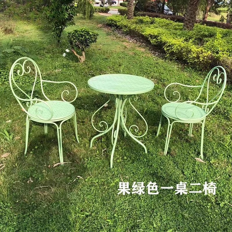 Table and chair three-piece garden wrought iron table and chair kit