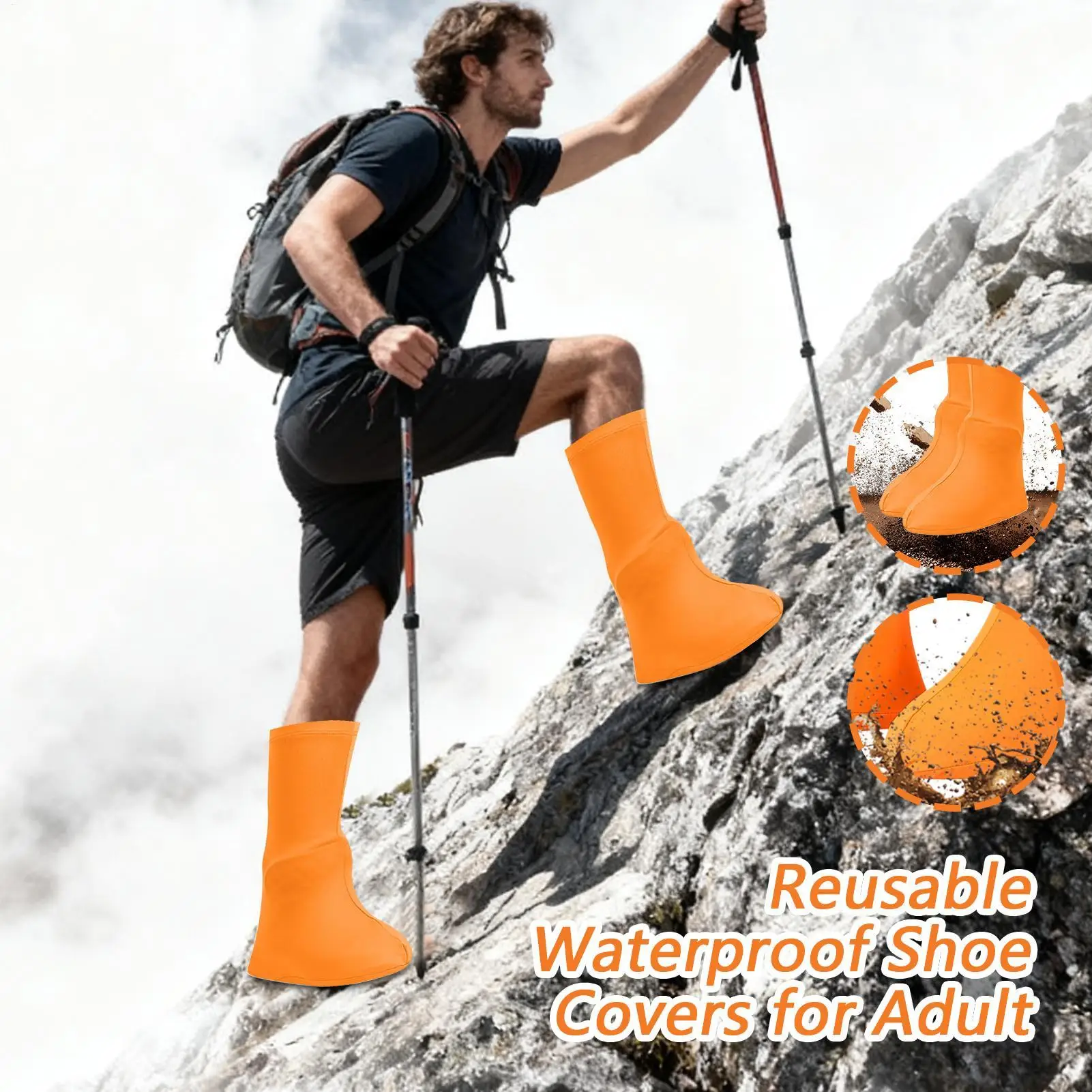 Rain Cover For Shoes Non-Slip Reusable Boot Protector Walking Boot Cover For Outdoor Hiking Work Climbing Camping Fishing