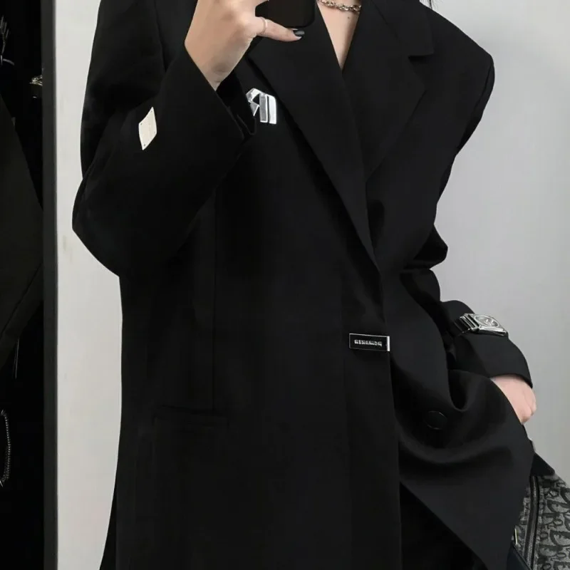 2023New Chic Designer Office Ladies Coats  Luxury Brands Black Blazer Women Long Sleeve Spring Autumn Jacket Slim Korean Fashion