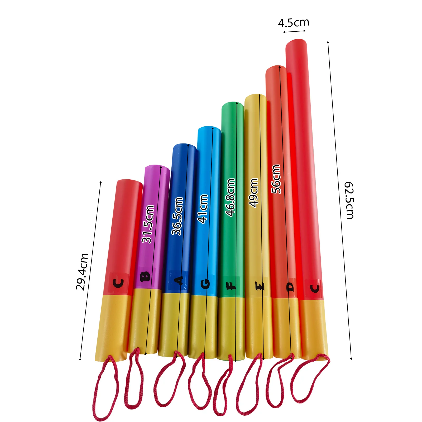 8Pcs Orff Percussion Instrument Octave Tube High School Low Sound Tube Portable color 8Tones set for Collective Performance