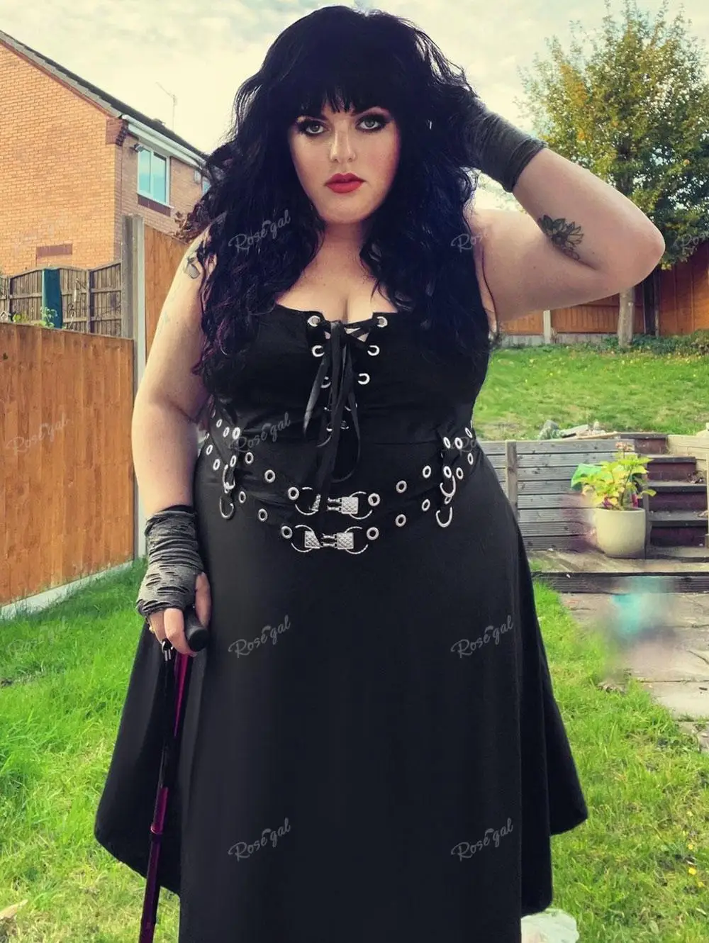 ROSEGAL Women's Plus Size Dresses Sleeveless Wrap Gothic Vintage