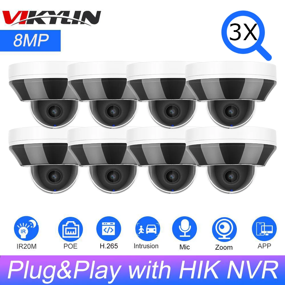 Vikylin Hikvision Compatibile 6Mp Ptz Dome Ip Camera 3X Zoom Microfono Integrato Ir Cctv Telecamera Di Sorveglianza Plug & Play Hik Nvr P2P View