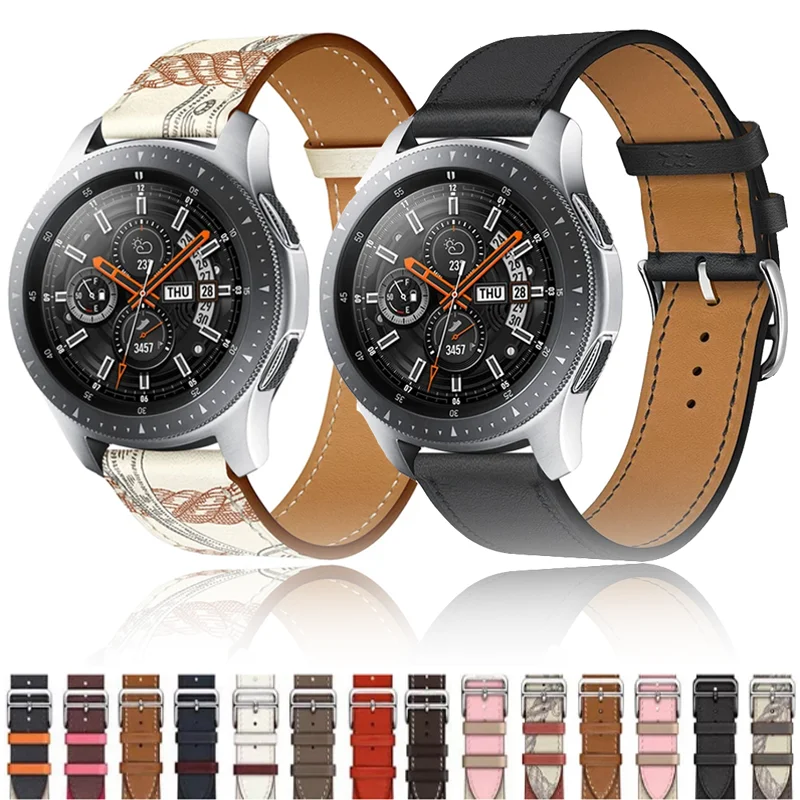 

22MM 20MM Leather Band For Samsung Galaxy Watch Active 2/3/46mm/42mm/S3/Huawei GT-2-Pro Bracelet Galaxy Watch 4 44mm 40mm Strap