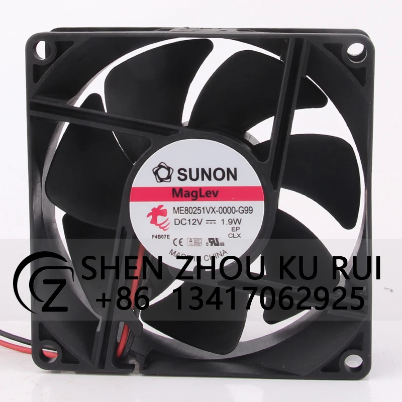 Case Fan Dual Ball Bearing for SUNON ME80251VX-0000-G99 80*80*25mm 12V 1.9W 8025 3-Wire Cooling Fan