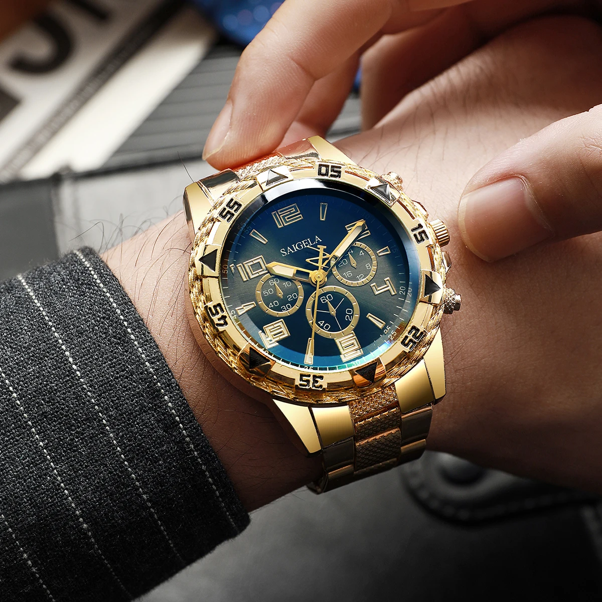 Men Business Watches Fashion Stainless Steel Band Male's Quartz Watch 2