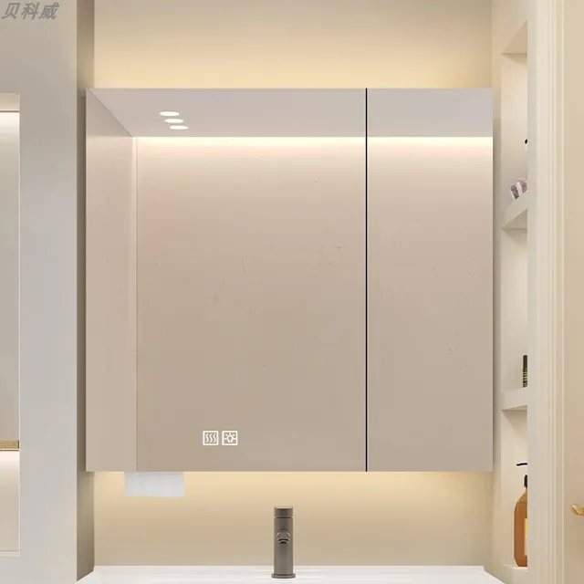 Modern Wall-mounted Mirror Cabinet Stainless Steel Lighted & Anti-fog Smart Mirror Cabinets Designer Bathroom Furniture FYMC 2