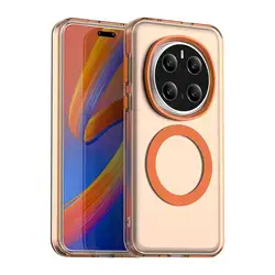 Vibrant Transparent Candy Color Magnetic Phone Case with Military-Grade Protection for Honor Magic 7 (Orange)