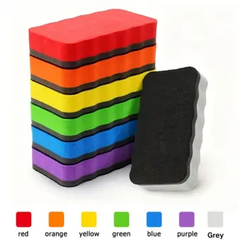 Set di 7 Gomme Cancellabili a Secco per Lavagna, Colori Assortiti, per Aula Scolastica