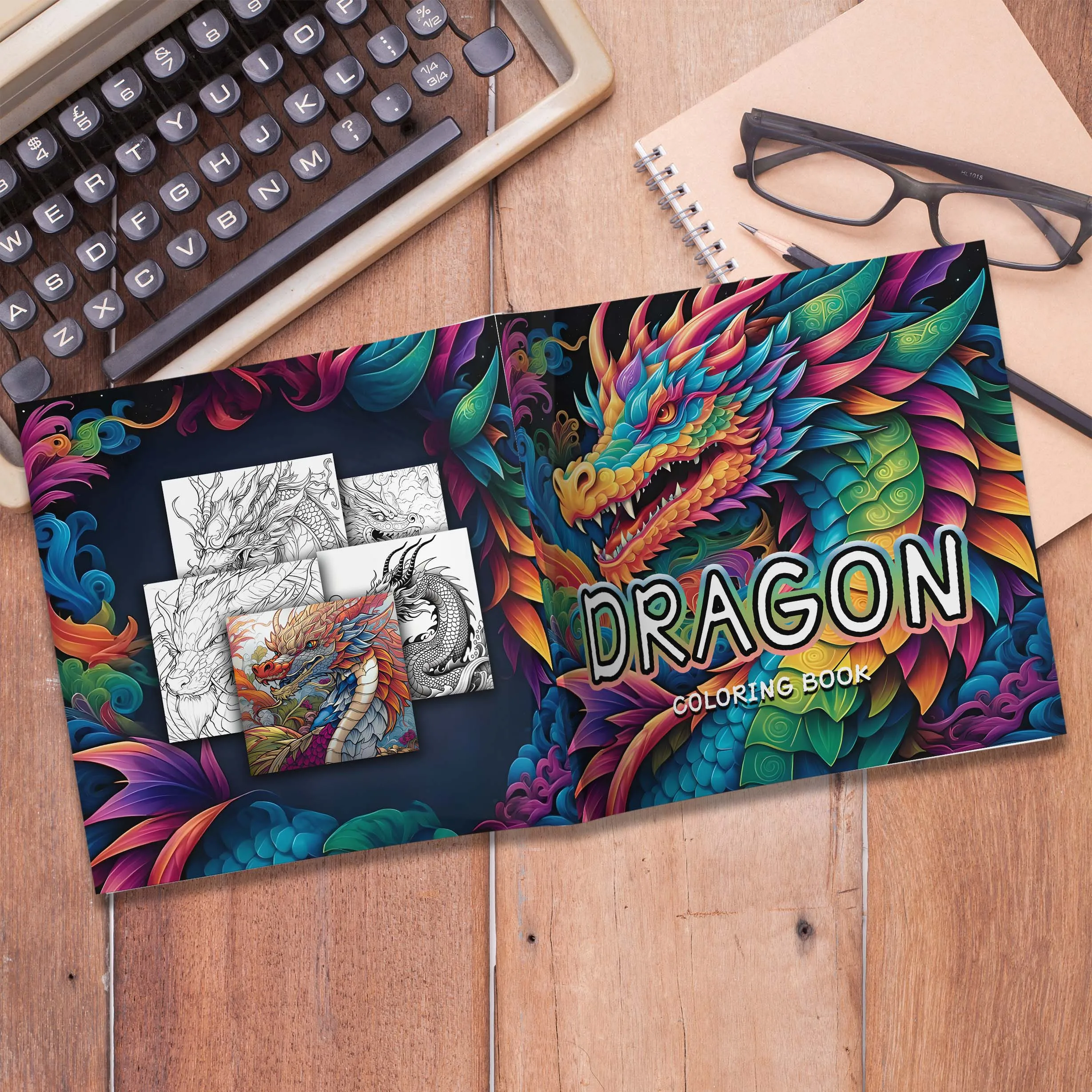 1 pc 24 Pages Dragon Coloring Book Different Patterns Parent child interactive gift Relax Art Self-painting book 3