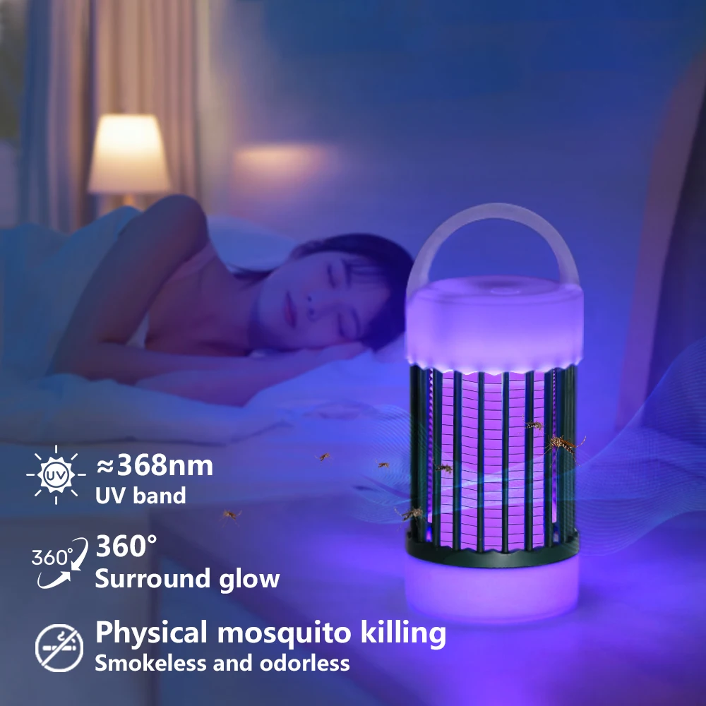USB Recharge Electric Shock Mosquito Killer Lamp UV Light Anti Mosquito Fly Insect Trap Outdoor Camping Lighting Lights