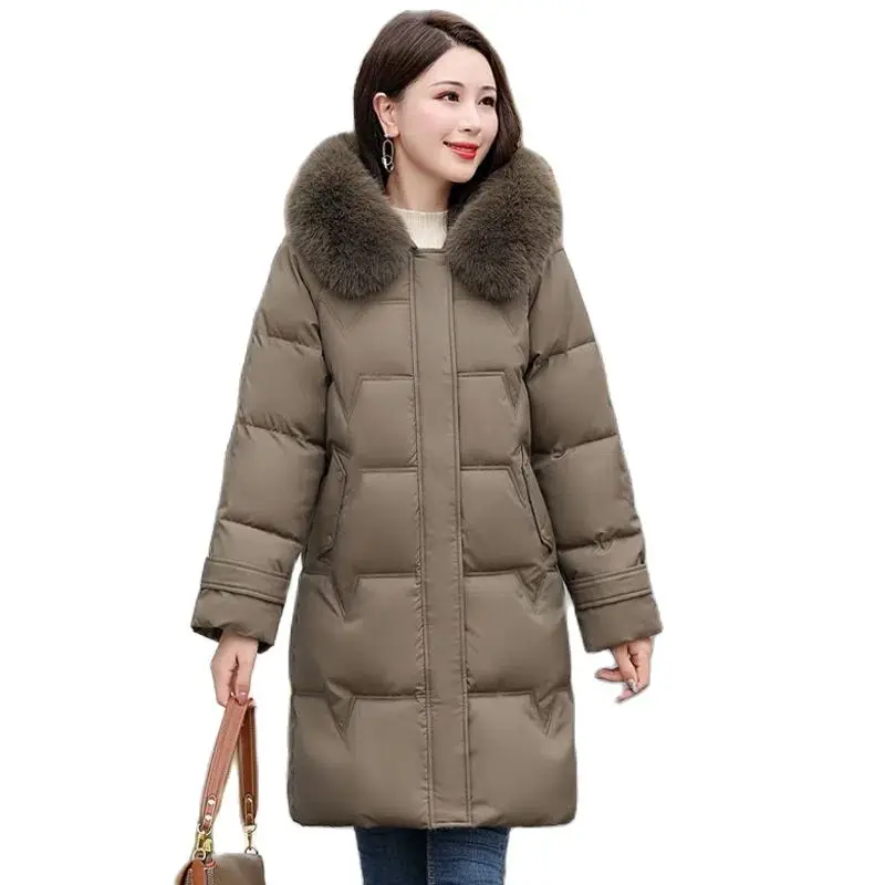 fashion-down-women's-mid-length-mother-wear-2023-winter-new-hooded-loose-warm-raglan-sleeves-coat-big-fur-collar-women‘s