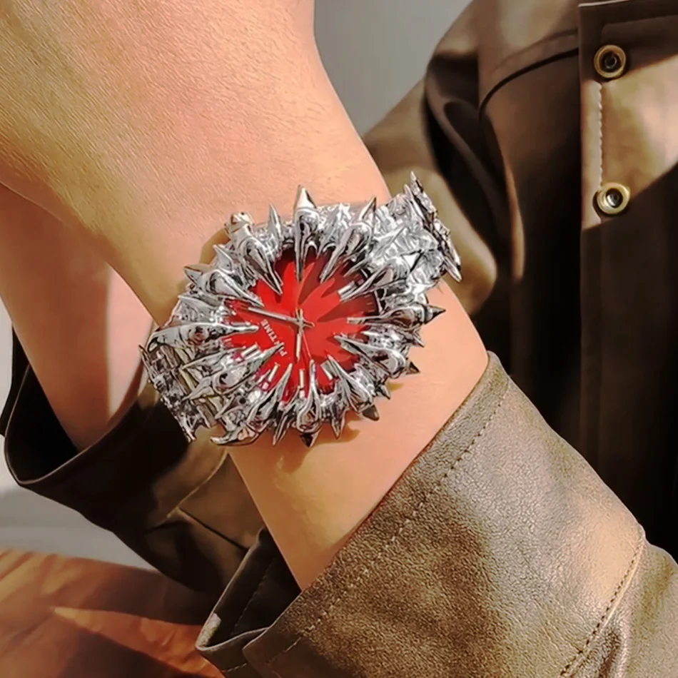 Special Shaped Lightning Dragon Scale Spike Soldering Watch Design Heavy Industry Trend Y2k Watches Quirky Quartz Wristwatches, Alina Gadgets