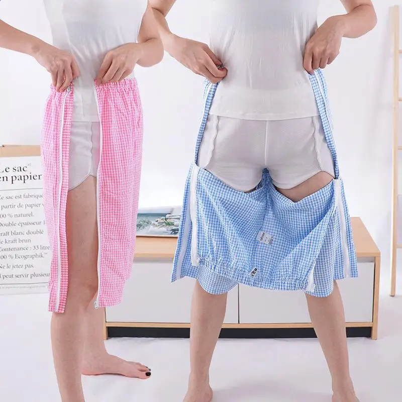 

Patient Capris Shorts Easy To Wear and Take Off Fracture Care Bidirectional Zipper Design Men Women Summer Bedridden Half Pants