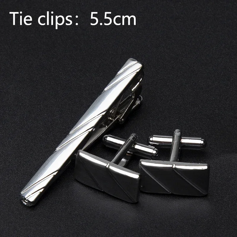Men's Classic Tie Clips Cufflinks Set Luxury Tie Pin Accessories Shirts Cuff Tie Clips Fashion Cufflink for Men Gifts Jewelry