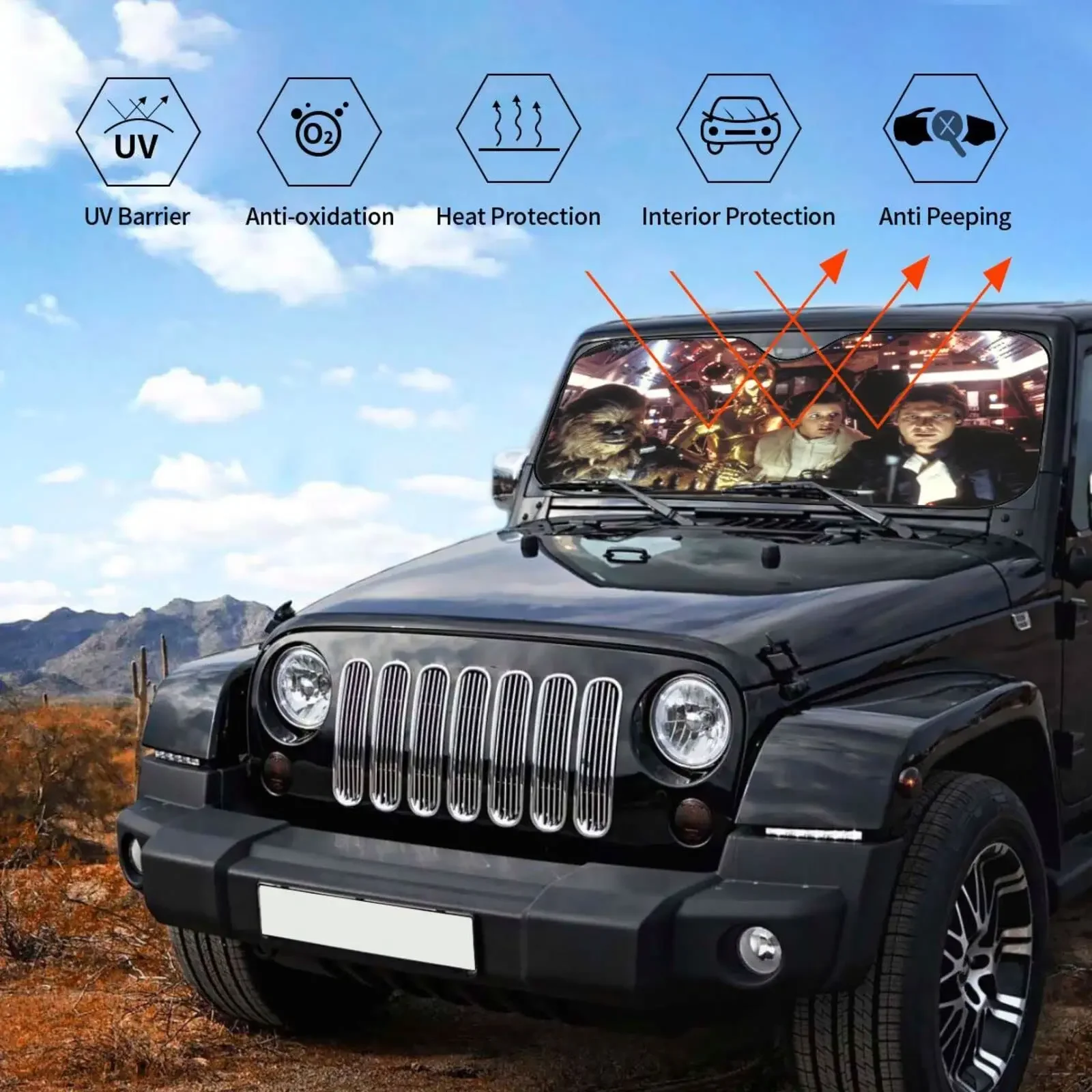 S-star Funny W-wars Windshield sun Shade Car Sun Shade for Front Windshield Sunshades Foldable Visor Protector Blocks UV Rays