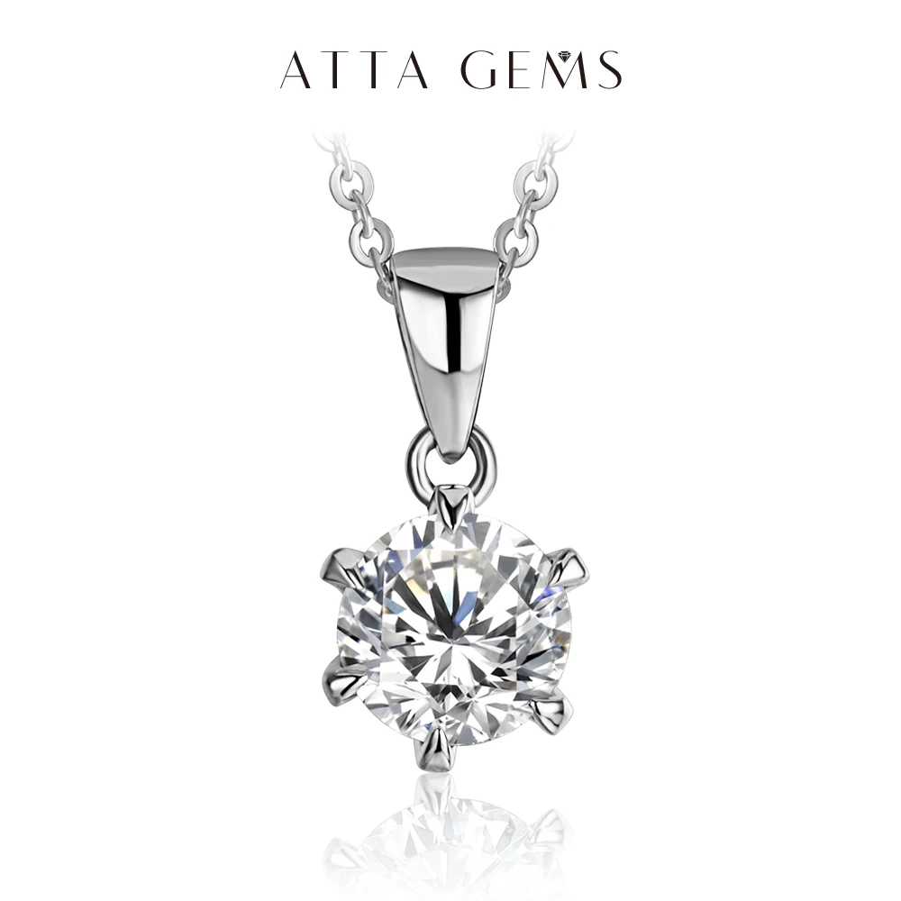

925 Silver Rhodium plating 1 Carat VVS1 Diamond Test Round Shape Moissanite Pendant Necklace Women Classic Gemstone Necklace