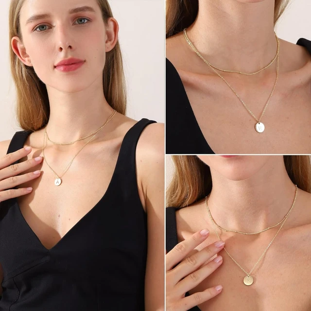 Layered Initial Necklaces for Women Gold Plated Letter Necklace Dainty Layering  Necklaces for Women Initial Choker Necklace - AliExpress