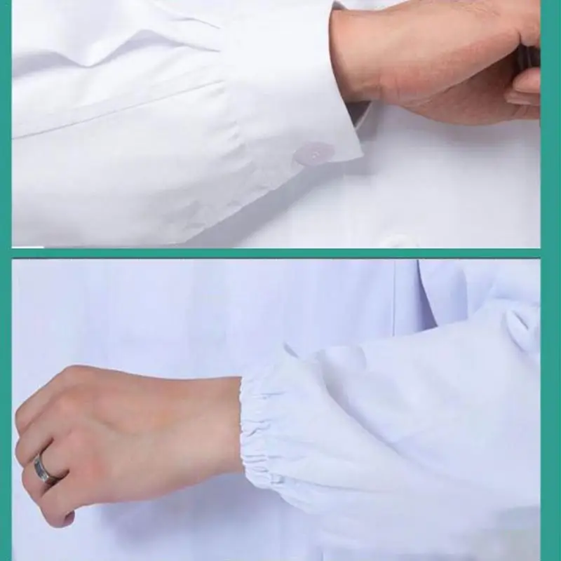 Manteau blanc à manches longues pour hommes et femmes, blouse de laboratoire professionnelle, col à revers cranté, uniforme d'infirmière médicale boutonnée, médecin