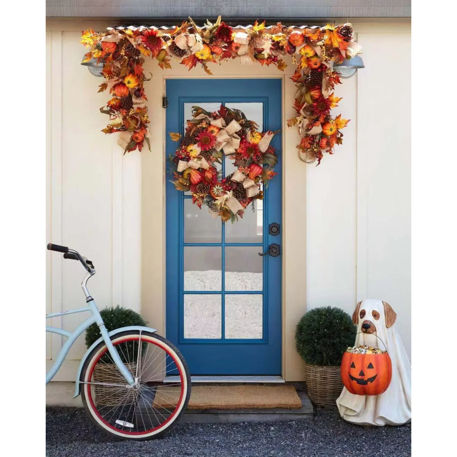 Halloween Outdoor Decoration Resin Figurines Cute Puppy Pumpkin Statue Candy Box Garden Easter Pumpkin Puppy Mischief