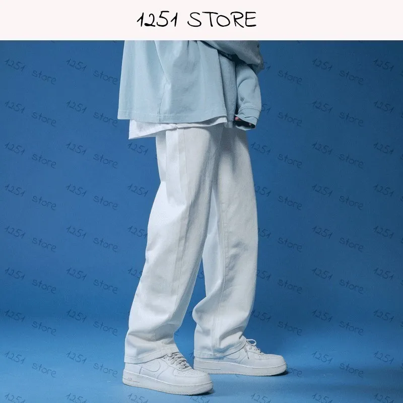 Men jeans mens jeans jeans trousers denim trousers Straight Jeans men white Loose unisex Denim Trousers Trend Neutral Jeans Men baggy Casual Solid Man Women Pants Hip Hop jeans