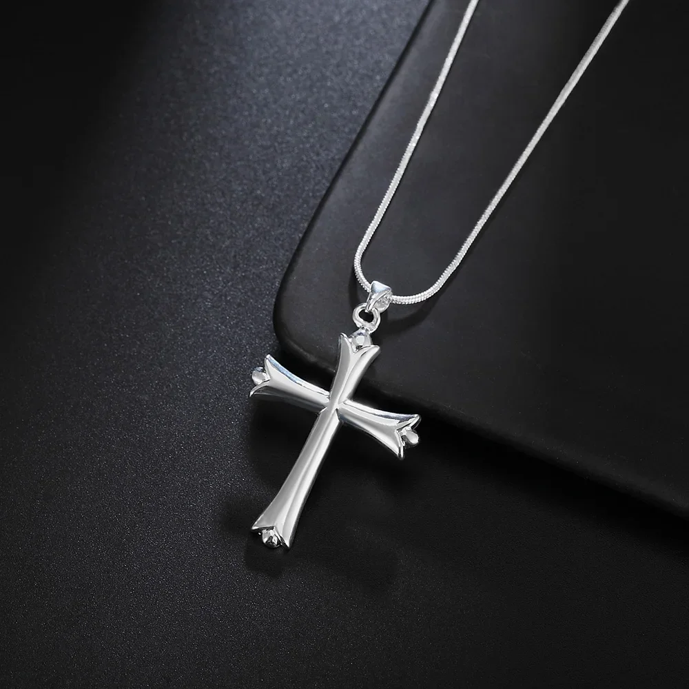 925 sterling Silver Classic cross Pendant Necklace For Women man Luxury Fashion Party Wedding Accessories Jewelry Christmas Gift pendant necklace silver necklace silver pendant silver necklace charms