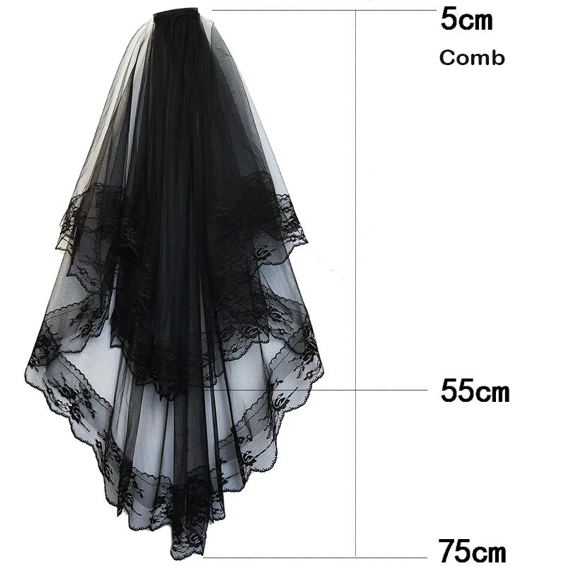 Elegant Lace-Edged Two-Tier Tulle Veil