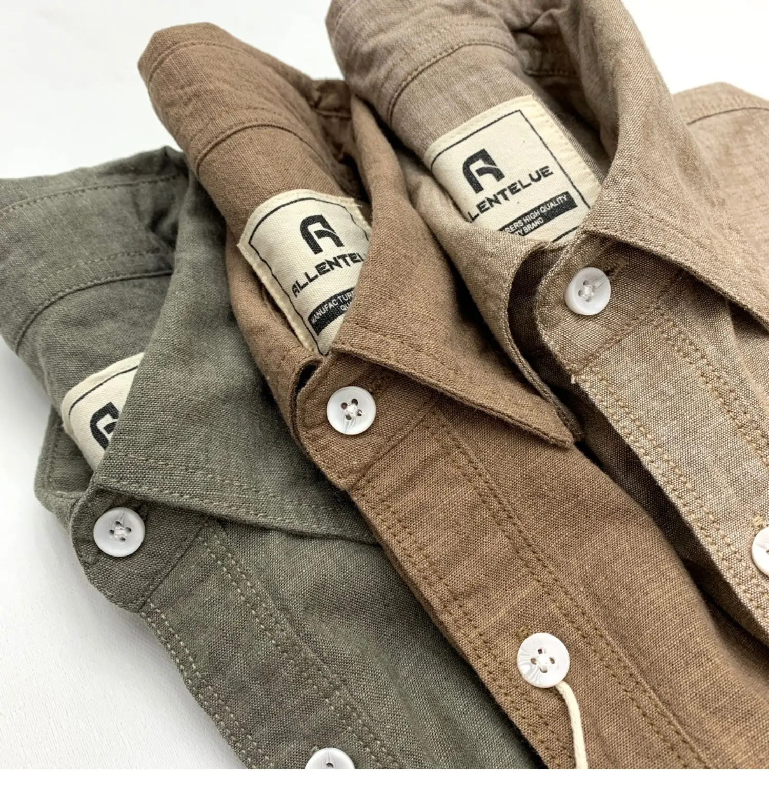 URRU Camisa Henley De Algodón Y Lino Para Hombre Camisa Básica De