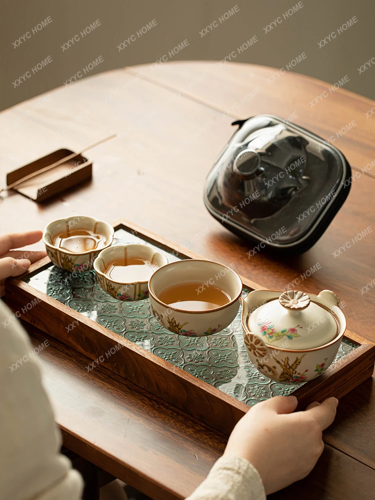 

Good-looking Ceramic Quick Cup One Pot Fills Three Cups Outdoor Camping Kung Fu Tea Cup