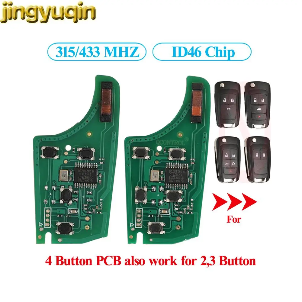 Jingyuqin ID46 PCF7937E Chip Remote Car Key Circuit Board for Chevrolet Cruze Aveo Spark Malibu Sail 2/3/4/5 Buttons 315/433MHz