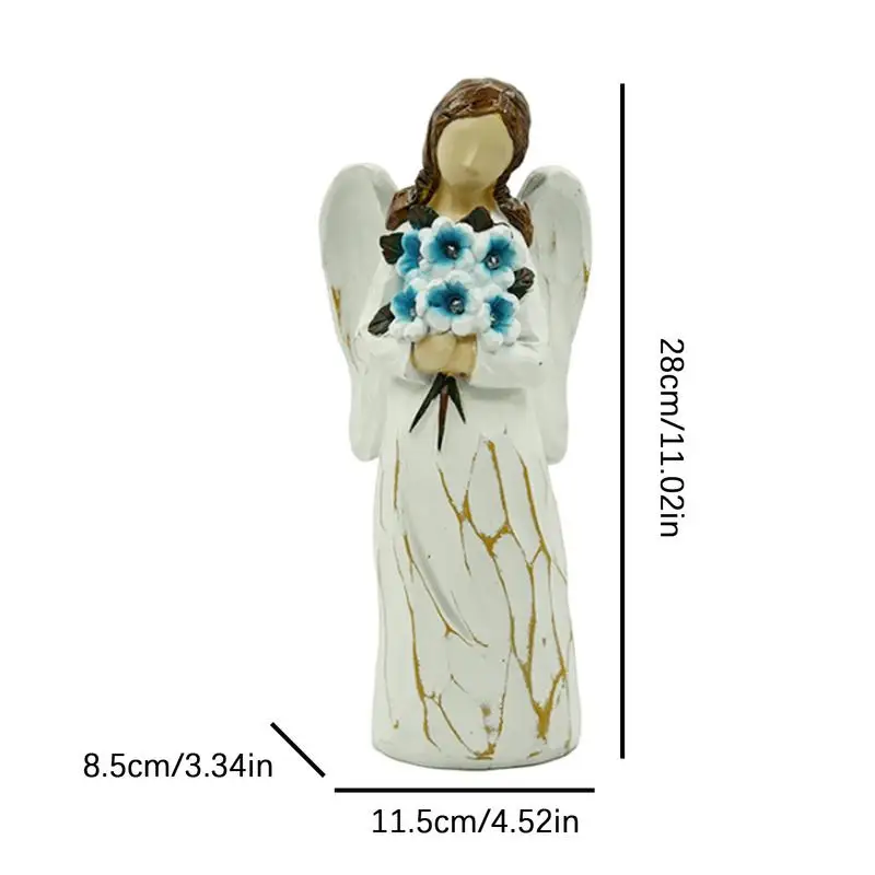 Angel Solar Lights Outdoor Garden 11 Inches LED Lights Resin Outdoor Angel Statues For Garden Decoration Waterproof