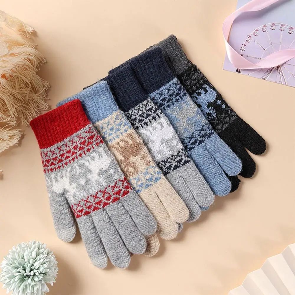 

Women Outdoor Cycling Driving Mittens Fluffy Knitted Gloves All Finger Gloves