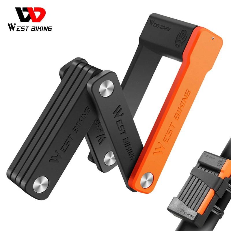 

WEST BIKING Fold Bike Lock 65 Manganese Steel Portable Anti-theft 3 Keys Cycling Electric Scooter MTB Road Accessories