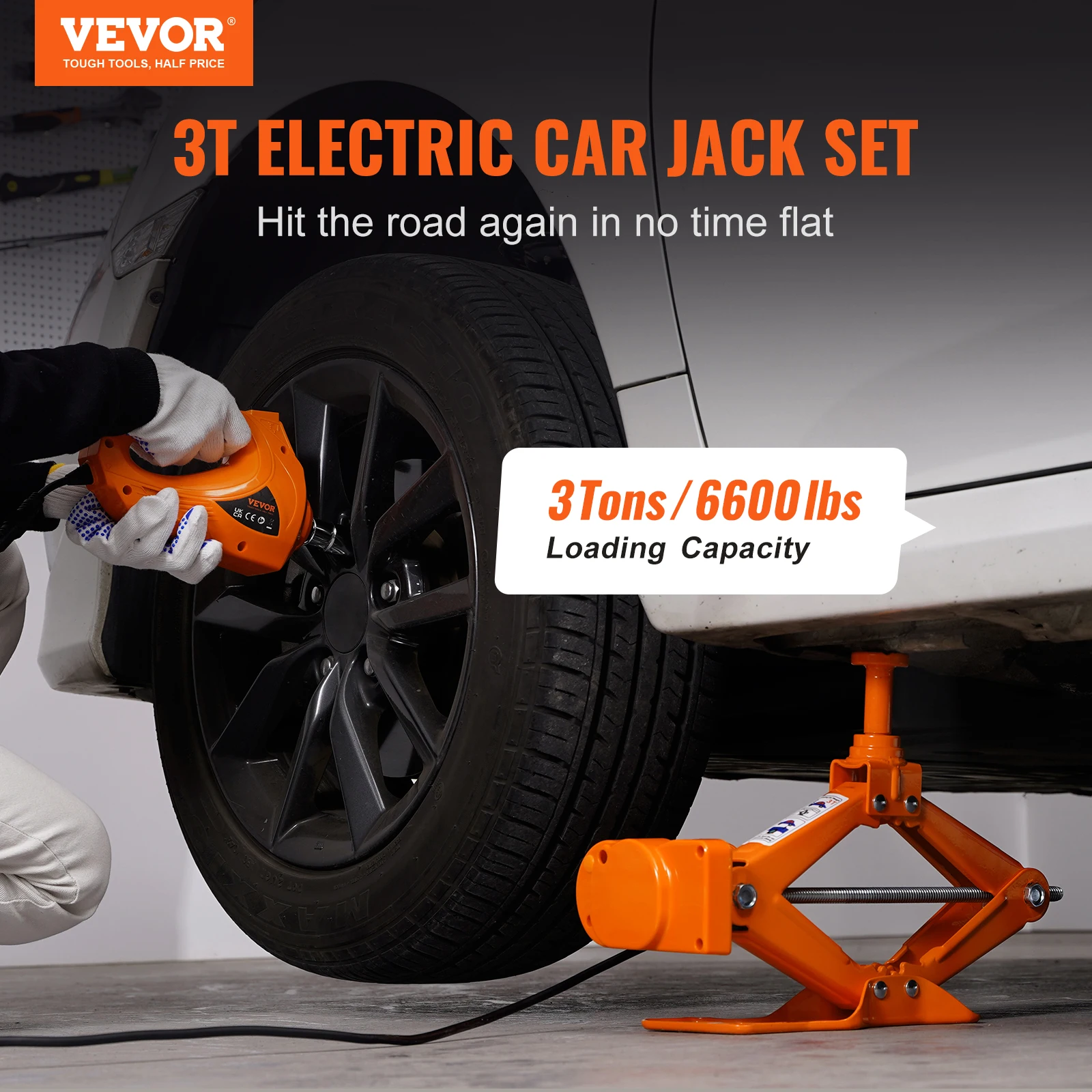 VEVOR Electric Car Jack 3 Tons /6600 lbs with Electric Impact Wrench Portable Car Jack Lifting for Sedan SUV Truck Tire Change 2