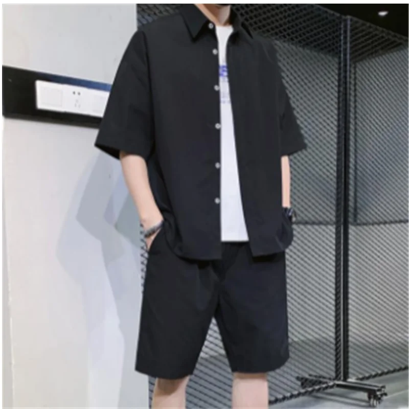 Men's Casual Set, Summer Thin Ice Sports Clothes, Fashionable And Trendy Korean Version Of Handsome Short Sleeved Shorts H0006