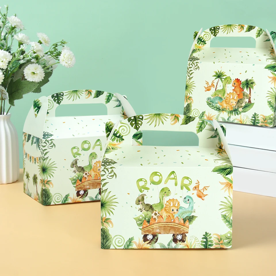 Loveinside Sacchetto Regalo Per Bambini - Motivo Dinosauro E Riccio - Con Carta Vellina E Biglietto Auguri, 33x25x12,7 Cm