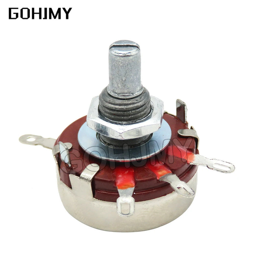 2PCS WTH118 2W 1A Potentiometer 1K 2.2K 4.7K 10K 22K 47K 100K 470K 1M WTH118-2W Round Shaft Carbon Rotary Taper Potentiometer