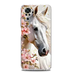 Galloping Horses Design TPU Phone Case - Black & White - Redmi Note 11Pro (B7)