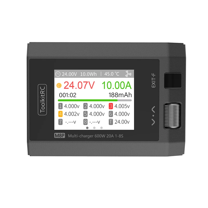 ToolkitRC M8P 600W 20A Multi-function DC Balance Charger for 1-6S 7S 8S XT60 Lipo LiHV LiFe Lion LTO Battery signal testing 1