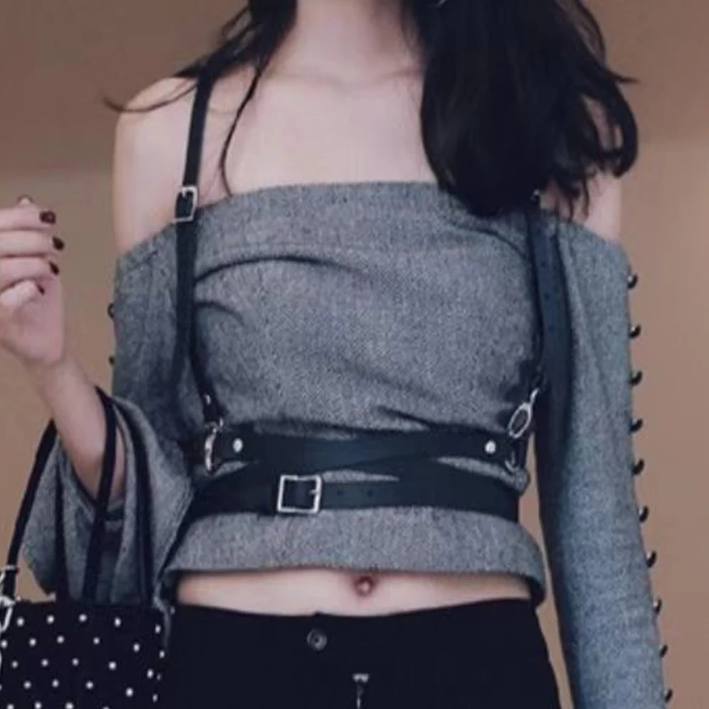 

Hot Fashion Corset Belt Sexy Sling Belt PU Leather Harness Body Bondage Top Belt Jeans Dress Chest Sculpting Body Strap Punk 1pc