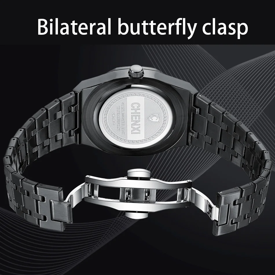 Unique Black Steel Watches Men Royal Minimalist Big Dial Calendar Casual Business Dress Quartz Watch for Male Luminous Hands