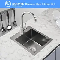 ROVATE 15 x 17 inch Drop in Bar Sink Black Nano Kitchen Sink Overmount Handmade Single Bowl T-304 Stainless Steel Bar Prep Sink 1
