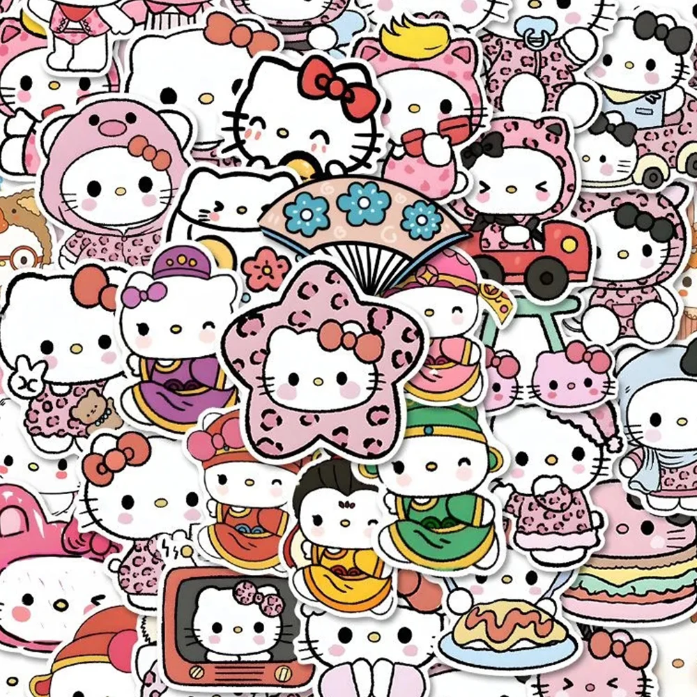 

10/30/49pcs Funny Cartoon Hello Kitty Stickers Cute Sanrio Anime Decals DIY Phone Notebook Water Bottle Kawaii Graffiti Sticker