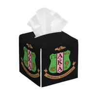 AKA Sorority Gifts Tissue Box Cover Square Leather Tissue Box Holder Decorative Organizer for Bathroom Home Office Car Decor 1