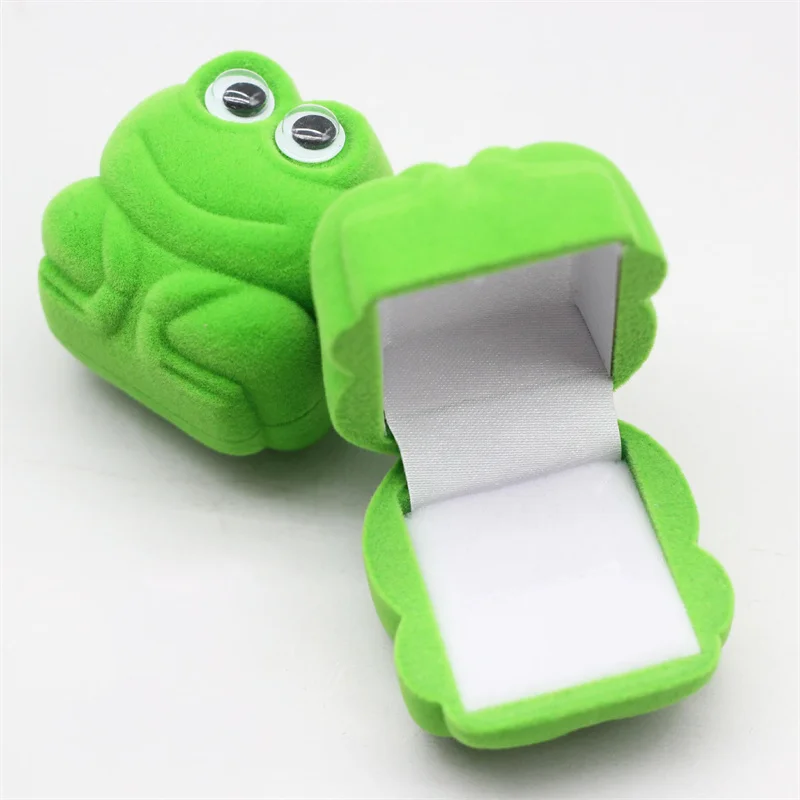 Velvet Cartoon Cute Pink Green Frog Jewelry Box Ring Box Organizers Storage Animal Frog Ring Jewelry Boxes Gift Jewelry Display 1pcs velvet jewelry storage box necklace stackable display tray bracelet earring organizers diy handicrafts jewelry holder box